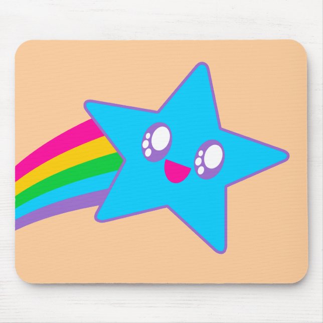 Kawaii Rave Neon Star Rainbow Mousepad (Vorne)