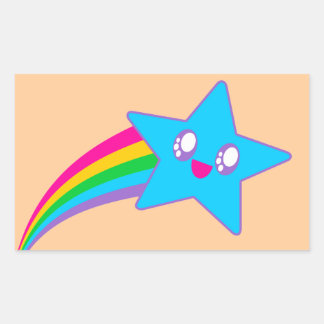 Kawaii Rave Neon Star Rainbow Rechteckiger Aufkleber