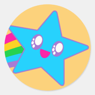 Kawaii Rave Neon Star Rainbow Runder Aufkleber
