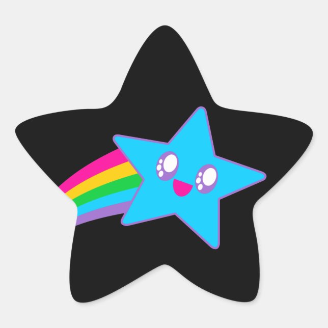 Kawaii Rave Neon Star Rainbow Stern-Aufkleber (Vorderseite)