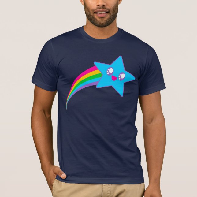 Kawaii Rave Neon Star Rainbow T-Shirt (Vorderseite)
