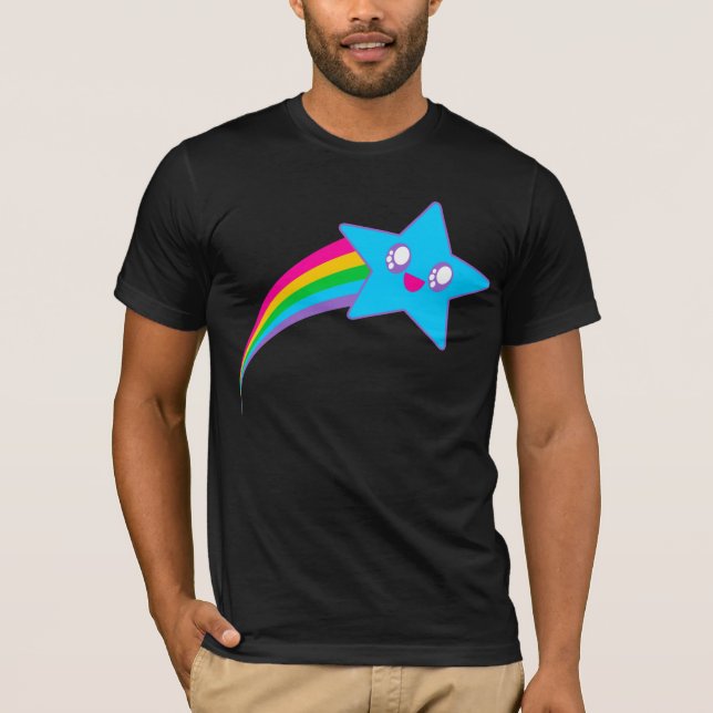 Kawaii Rave Neon Star Rainbow T-Shirt (Vorderseite)