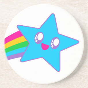 Kawaii Rave Neon Stern Regenbogen Sandstein Untersetzer