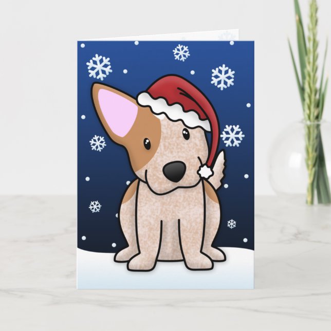 Kawaii Red Heeler Weihnachtskarte Feiertagskarte (Vorderseite)
