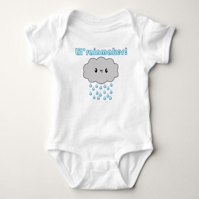 Kawaii Regen-Wolke Lil Rainmaker (blaue Version)! Baby Strampler (Vorderseite)