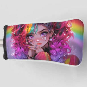 Kawaii Regenbogen Haar Zöpfe Anime Mädchen Golf Headcover