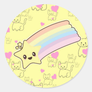 Kawaii Regenbogen Kätzchen Muster so niedlich. Als Runder Aufkleber