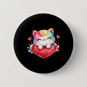 Kawaii Regenbogen Süße Katze Umarmen Herz Kitty Li Button
