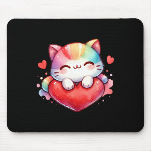 Kawaii Regenbogen Süße Katze Umarmen Herz Kitty Li Mousepad
