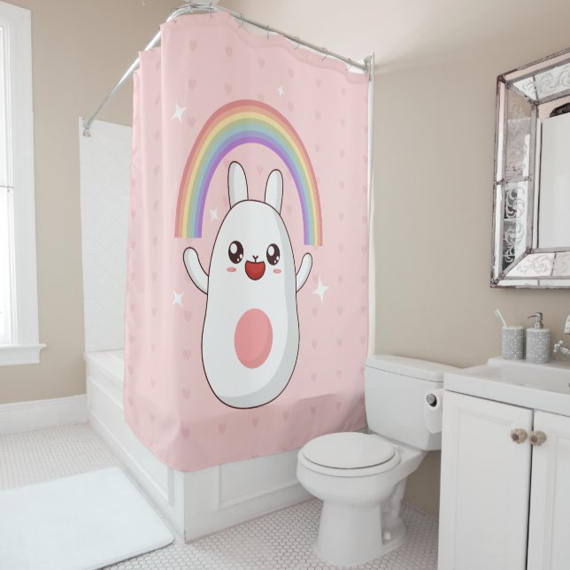 Kawaii-Regenbogenhalbkugel Duschvorhang (Beispiel)
