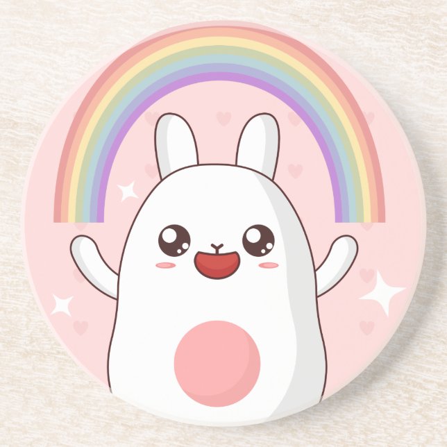 Kawaii-Regenbogenhalbkugel Getränkeuntersetzer (Vorne)