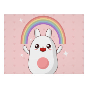 Kawaii-Regenbogenhalbkugel Poster
