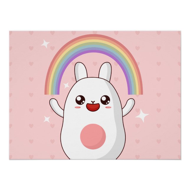 Kawaii-Regenbogenhalbkugel Poster (Vorderseite)