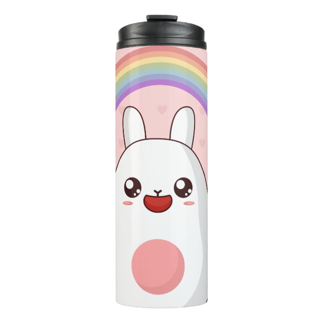 Kawaii-Regenbogenhalbkugel Thermosbecher (Vorderseite)