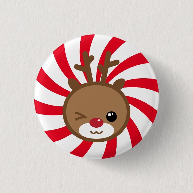 Kawaii Reindeer Button (Vorderseite)