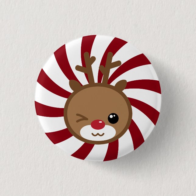 Kawaii Reindeer Button (Vorderseite)