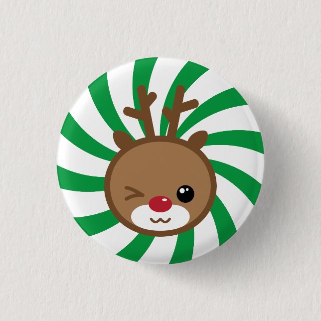 Kawaii Reindeer Button (Vorderseite)