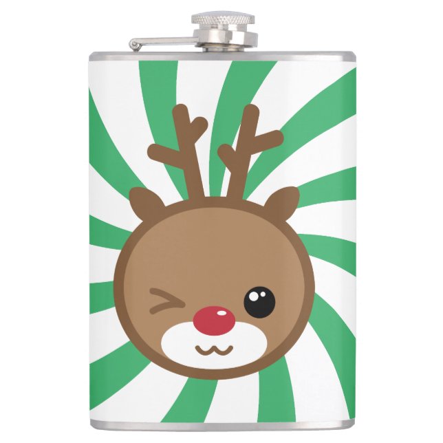 Kawaii Reindeer Flask Flachmann (Vorderseite)