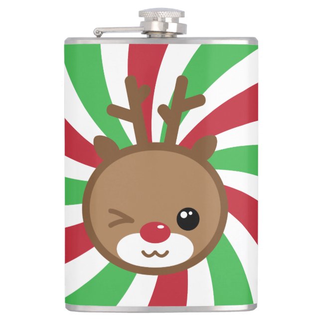 Kawaii Reindeer Flask Flachmann (Vorderseite)