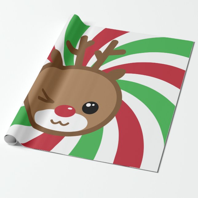 Kawaii Reindeer Gift Wrap Geschenkpapier (Ungerollt)