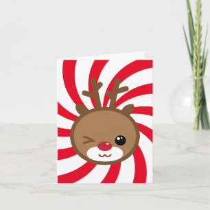 Kawaii Reindeer Grußkarte Feiertagskarte
