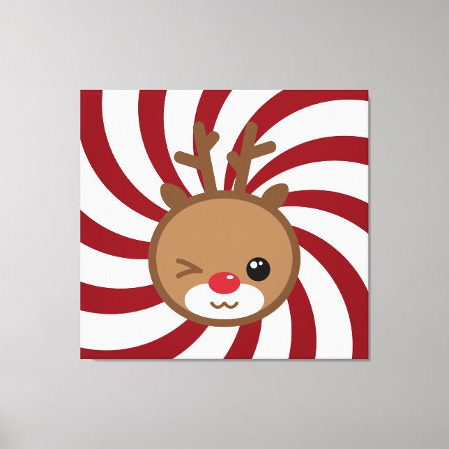 Kawaii Reindeer Leinwand Wall Art (Vorderseite)