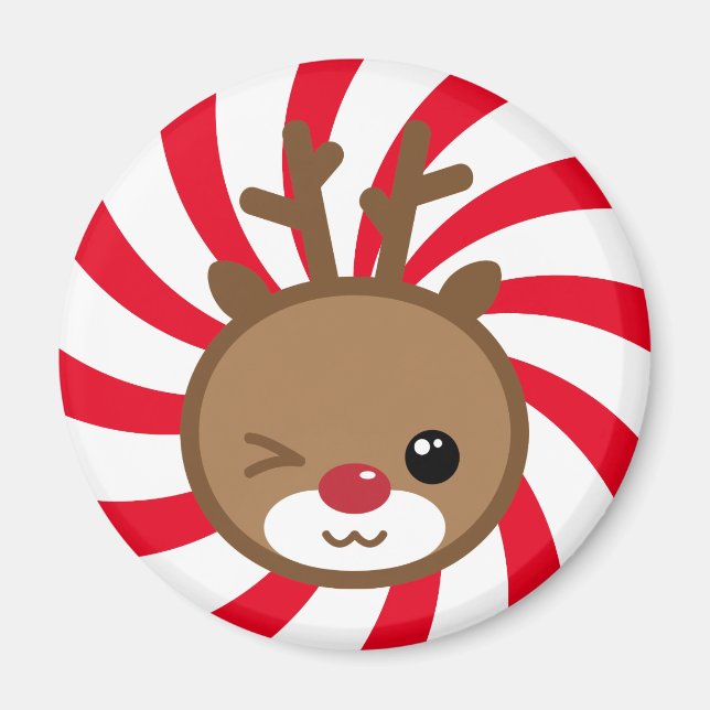 Kawaii Reindeer Magnet (Vorne)