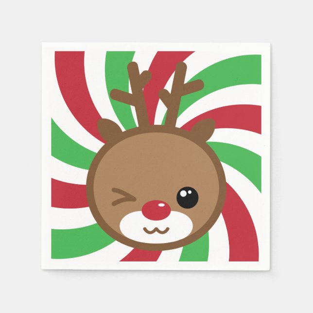 Kawaii Reindeer Paper Napkins Serviette (Vorderseite)