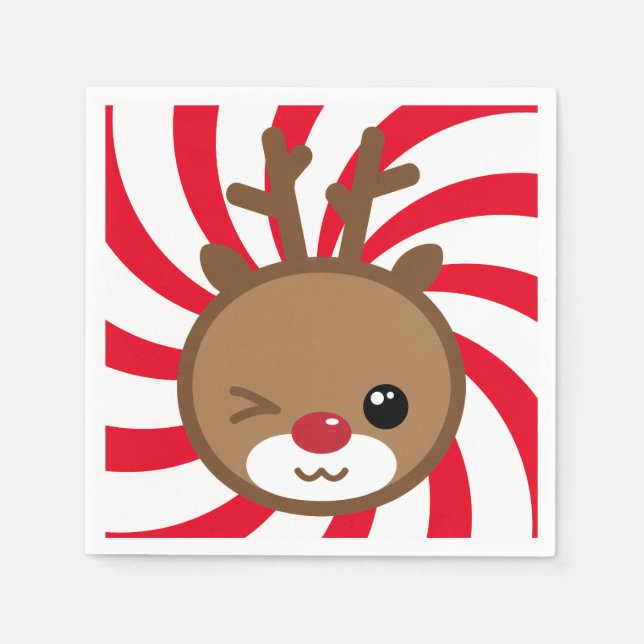 Kawaii Reindeer Paper Napkins Serviette (Vorderseite)