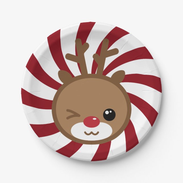 Kawaii Reindeer Paper Tellers Pappteller (Vorderseite)