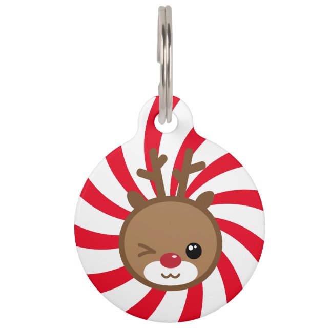 Kawaii Reindeer Pet Tag Haustiermarke (Vorderseite)