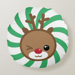 Kawaii Reindeer Round Pouf Pillow Rundes Kissen