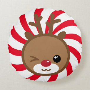 Kawaii Reindeer Rundkissen Rundes Kissen