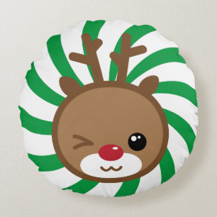 Kawaii Reindeer Rundkissen Rundes Kissen