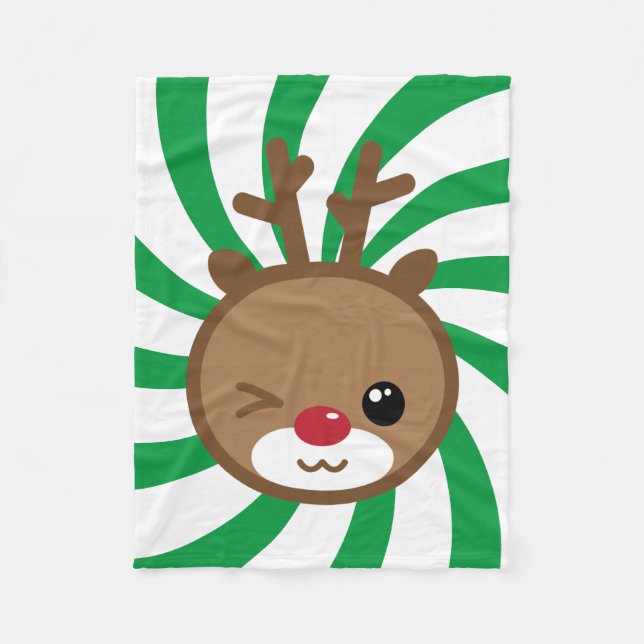 Kawaii Reindeer Small Fleece Blanket (Vorderseite)