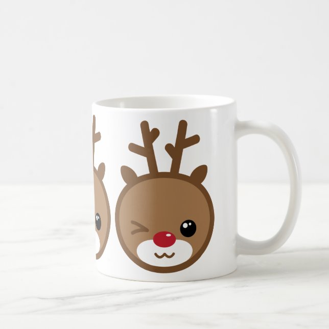 Kawaii Reindeer Weihnachts-Tasse Kaffeetasse (Rechts)