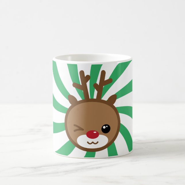Kawaii Reindeer Weihnachts-Tasse Kaffeetasse (Mittel)