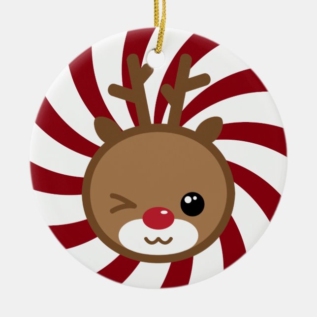 Kawaii Reindeer Weihnachtsschmuck (Vorne)