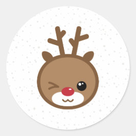 Kawaii Reindeer WeihnachtsStickers Runder Aufkleber