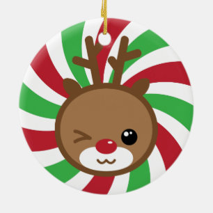 Kawaii Ren-Weihnachtsverzierung Keramikornament