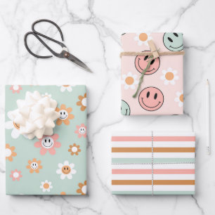 Kawaii Retro Groovy Geschenkpapier Set