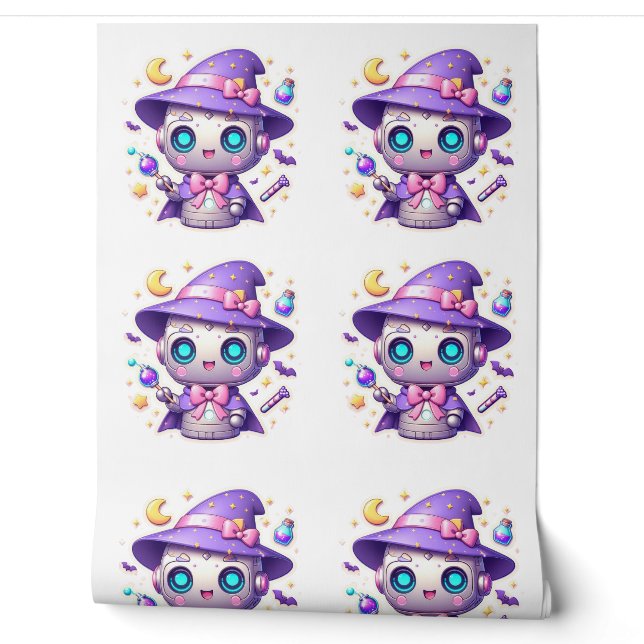 Kawaii Robot Hexe Niedlich Magical Tech Inspiriert Tapete (Abrollen)