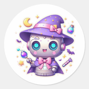 Kawaii Robot Witz Niedlicher magischer Bot mit Wan Runder Aufkleber