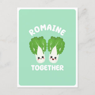 Kawaii Römersalat-Pärchen Gemüse Essen Wortspiel Postkarte
