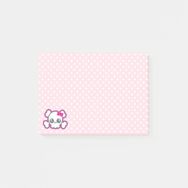 Kawaii rosa Band-Schädel-klebrige Post-it Klebezettel (Vorderseite)