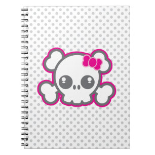 Kawaii rosa Band-Schädel-Notizbuch Notizblock
