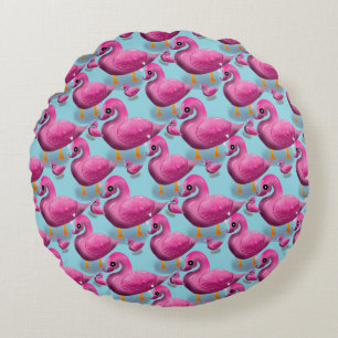 Kawaii-Rosa-Enten-Muster – Anbetungswürdige ästhet Rundes Kissen