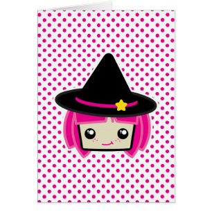 Kawaii Rosa Haarblatte Hexenkarte