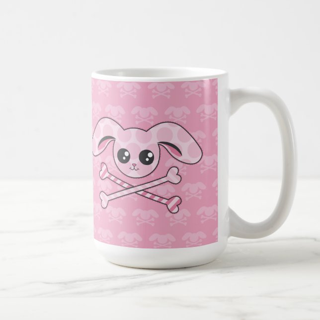 Kawaii rosa Häschen-Schädel Kaffeetasse (Rechts)