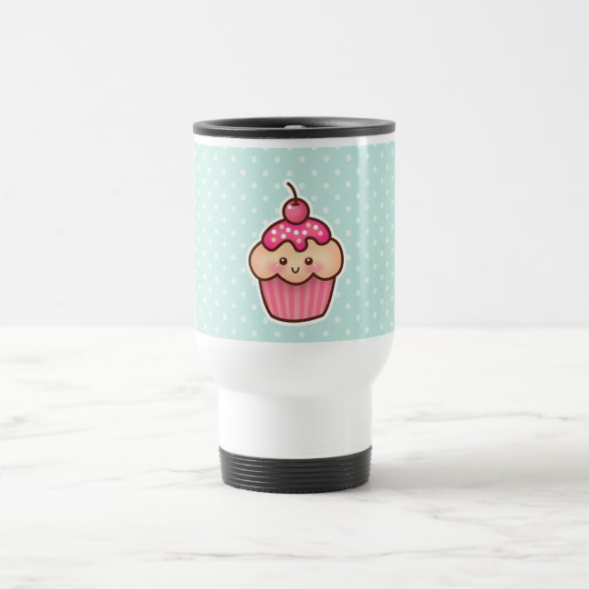 Kawaii rosa kleiner Kuchen und niedliche tadellose Reisebecher (Mittel)